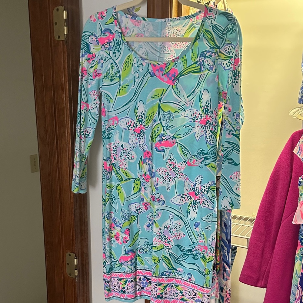 Lilly Pulitzer Vibrant Blue and Pink Long Sleeve Dress
